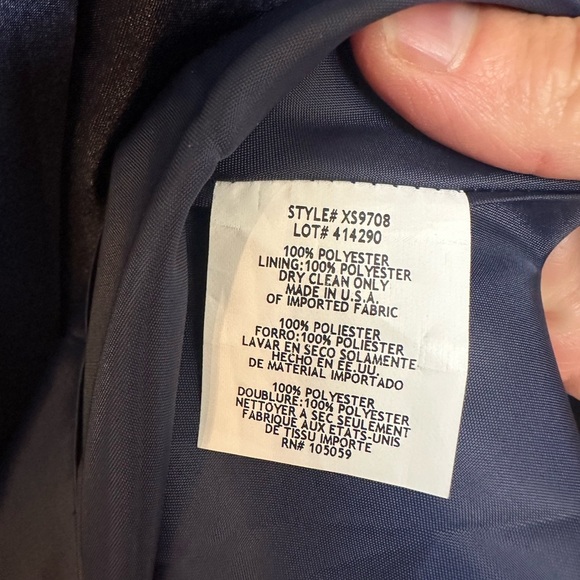 Xscape charmeuse lace up back satin gown navy blue 6 in great condition - Picture 5 of 5